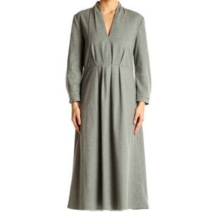 Zara WOMAN Gray V-Neck Pleated Midi Dress Size XXL
